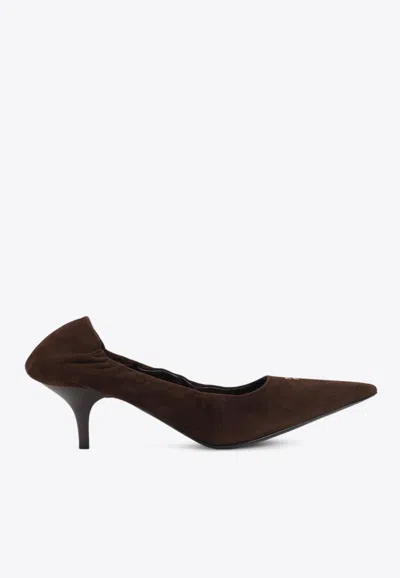 Miu Miu 55 Elastic Suede Pumps