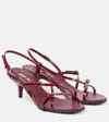 Miu Miu Vernice Strappy Leather Slingback Sandals In Black