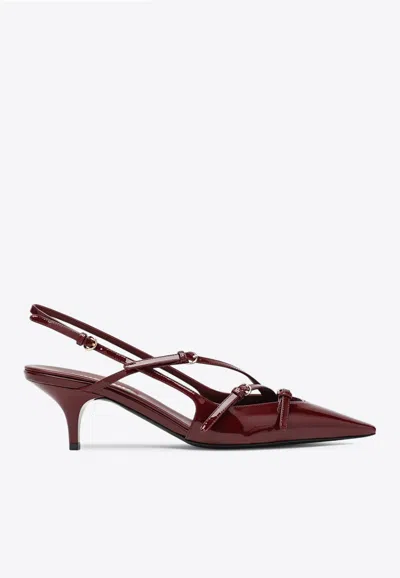 MIU MIU 55 PATENT LEATHER SLINGBACK PUMPS