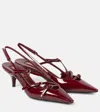 Miu Miu Patent Leather Slingbacks With Buckles In Burgundy
