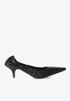 Miu Miu 55 Ruched Leather Pumps In Black