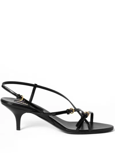 Miu Miu 55cm Patent Leather Sandals In Black