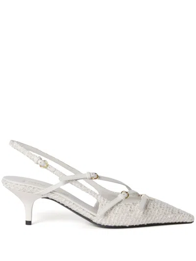 Miu Miu 55mm Fabric Slingbacks In Weiss