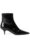 Miu Miu Leather Buckle Trio Ankle Booties In Black