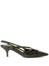 Miu Miu Patent Leather Slingback Pumps In Green