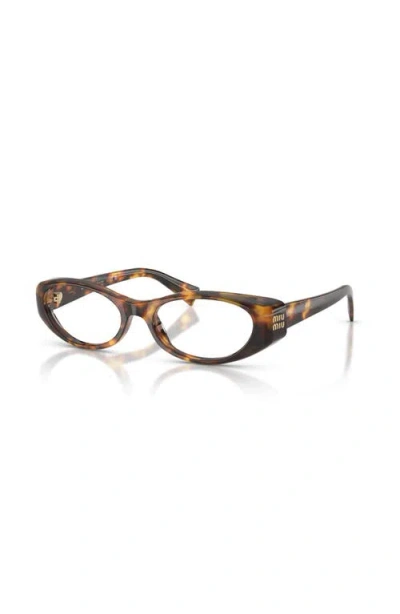 Miu Miu 55mm Oval Optical Glasses In Brown