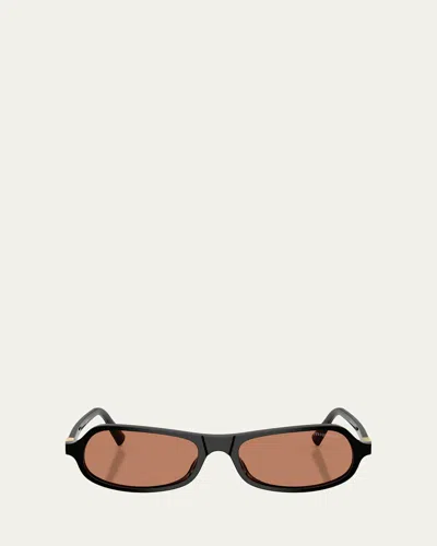 Miu Miu Womens Black Mu B10su Irregular-frame Acetate Sunglasses