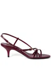 Miu Miu Vernice Strappy Leather Slingback Sandals In Red