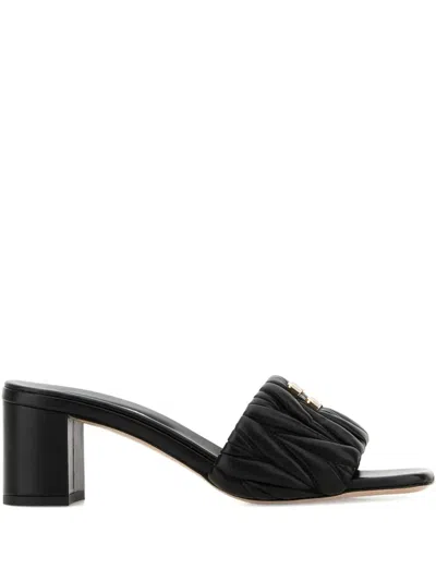 Miu Miu Logoed Sandals In Black