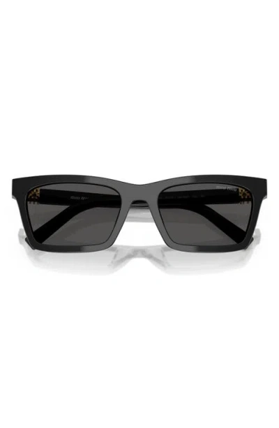 Miu Miu 55mm Rectangular Sunglasses In Black