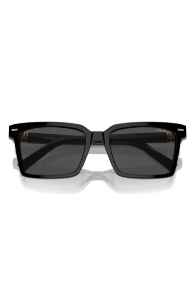 Miu Miu 55mm Rectangular Sunglasses In Black/gray Solid