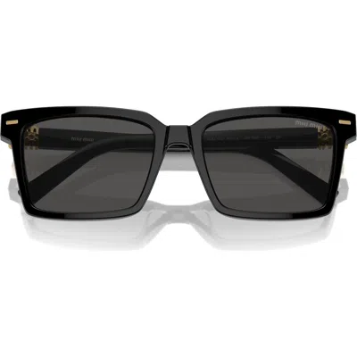 Miu Miu 55mm Rectangular Sunglasses In Black/ Dark Grey