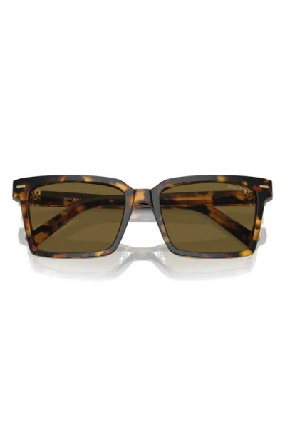 Miu Miu 55mm Rectangular Sunglasses In Blond Havana