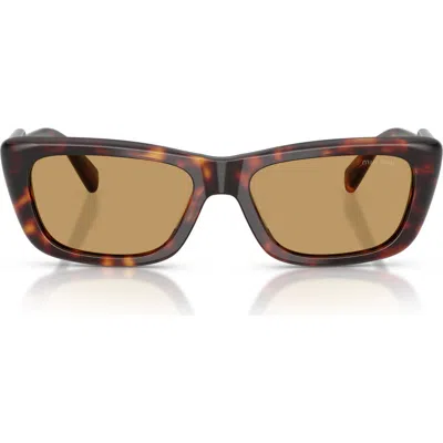Miu Miu Womens Brown Mu B12s Rectangular-frame Acetate Sunglasses