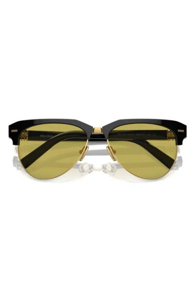 Miu Miu 57mm Pilot Sunglasses In Black