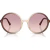 Miu Miu 0mu B02s Miu Regard Oversized Round Gradient Brown Acetate Sunglasses In Blue