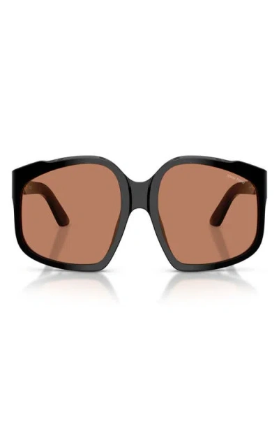 Miu Miu 59mm Polarized Irregular Sunglasses In Brown