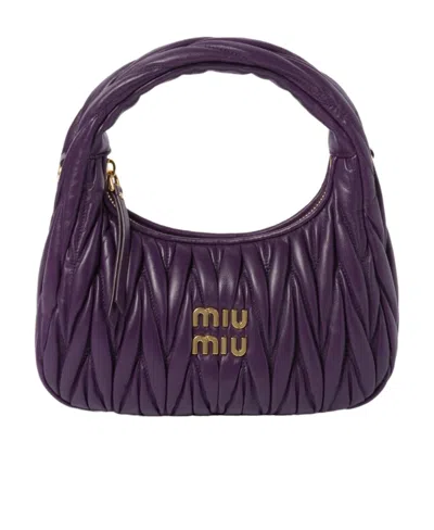 MIU MIU WANDER MATELASSÉ NAPPA LEATHER HOBO BAG