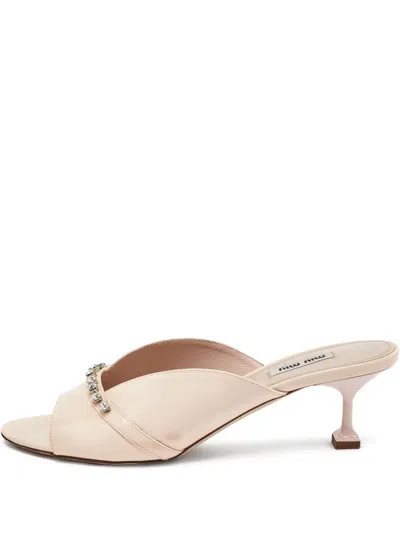 Pre-owned Miu Miu 60mm Crystal-embellished Sandals