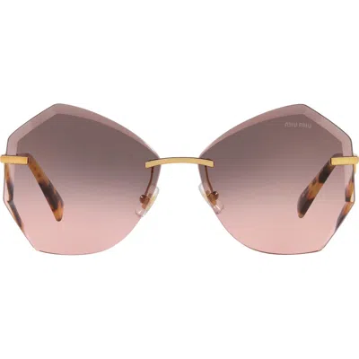 Miu Miu 60mm Gradient Polarized Irregular Sunglasses In Brass