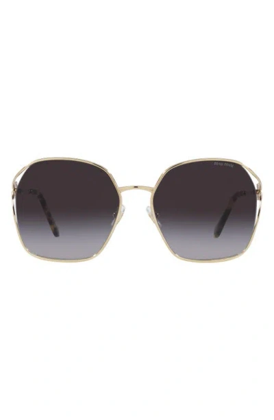 Miu Miu 60mm Gradient Round Sunglasses In Gold/ Grey Flash
