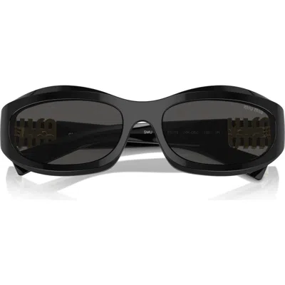 Miu Miu 61mm Oval Sunglasses In Black