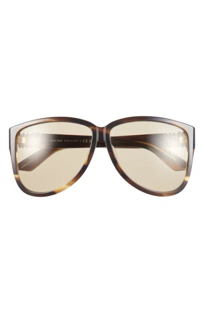 Miu Miu 61mm Pilot Sunglasses In Brown