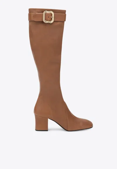 Miu Miu 65 Nappa Leather Knee-high Boots In Brown