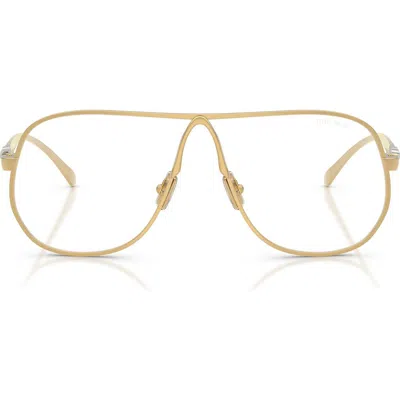 Miu Miu 66mm Oversize Pilot Blue Light Glasses In Gold