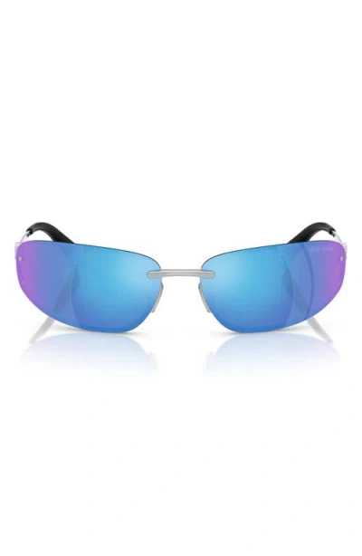 Miu Miu 69mm Oversize Oval Sunglasses In Blue