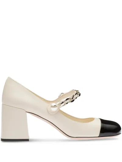Miu Miu Elegant Sand Leather Pumps With 6.5 Cm Heel In Beige O Tan