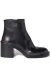 Miu Miu 70mm Leather Ankle Boots In Black