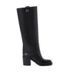 Miu Miu Black Leather Boots In Black