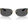 Miu Miu 75mm Oversize Rectangular Wrap Sunglasses In Black