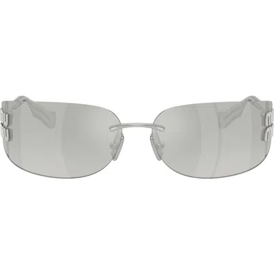 Miu Miu 75mm Oversize Rectangular Wrap Sunglasses In Purple