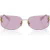 Miu Miu 75mm Oversize Rectangular Wrap Sunglasses In Yellow