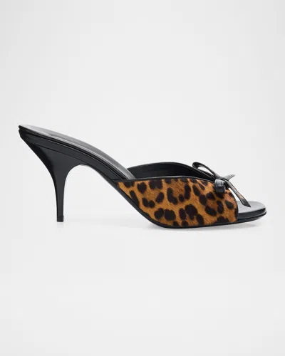 Miu Miu 80mm Leopard Calf Hair Mule Sandals In Animal Print