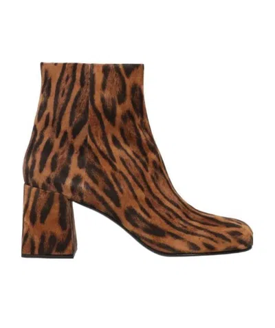 Miu Miu 80mm Leopard-print Ankle Boots In Brown