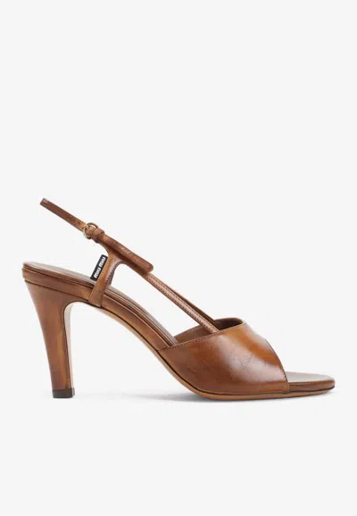 MIU MIU 85 CALF LEATHER SANDALS