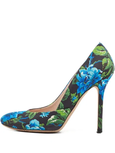 Pre-owned Miu Miu 85mm Floral-print Pumps
