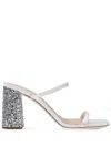Miu Miu Forma Raso Glitter Slide Sandals In Weiss