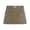 Miu Miu Belted Mini Skirt In Green