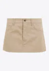 Miu Miu A-line Mini Skirt In Beige