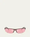Miu Miu A02s Semi-rimless Oval Plastic Sunglasses In Pink