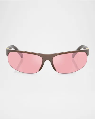 MIU MIU A02S SEMI-RIMLESS OVAL PLASTIC SUNGLASSES