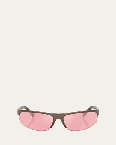 Miu Miu A02s Semi-rimless Oval Plastic Sunglasses In Pink