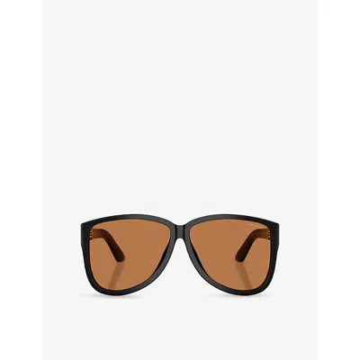 Miu Miu Womens Black Mu A08s Pilot-frame Acetate Sunglasses