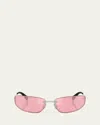 Miu Miu A50s Rimless Oval Metal Sunglasses In Pink