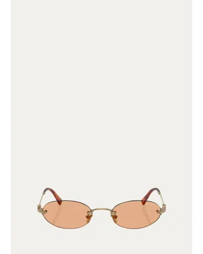Miu Miu A54s 51mm Oval Sunglasses In Brass