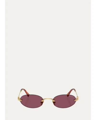 Miu Miu A54s 51mm Oval Sunglasses In Gold